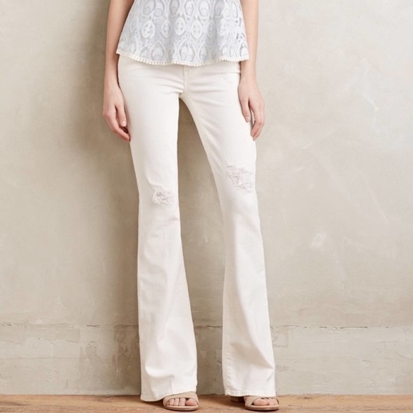 MOTHER Flare & Wide Leg Jeans in Cream - Picture 1 of 9